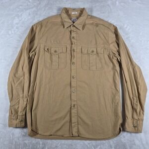 Wallace & Barnes Button Up Shirt Men's Large Beige Long Sleeve Casual Pockets